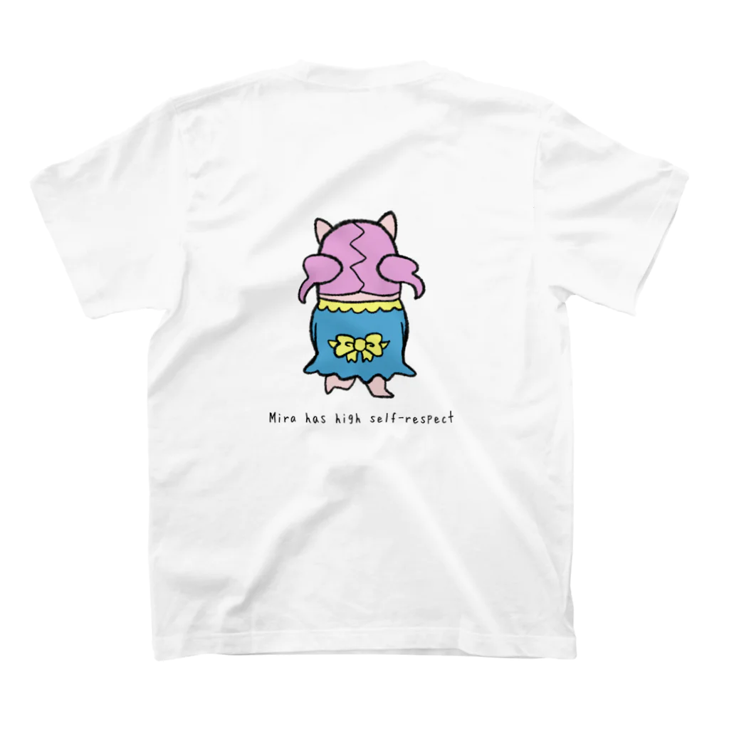 ナツミモトコの高まる部屋の自己肯定感高めなミラちゃん(英語Ver.) スタンダードTシャツの裏面