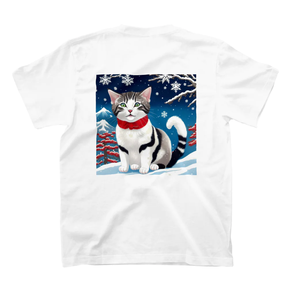 トカゲの猫浮き絵（冬） スタンダードTシャツの裏面