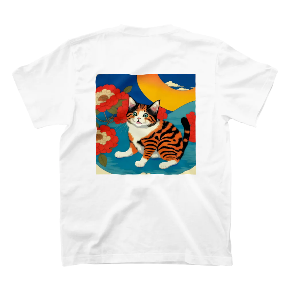 トカゲの猫浮き絵（夏） Regular Fit T-Shirtの裏面