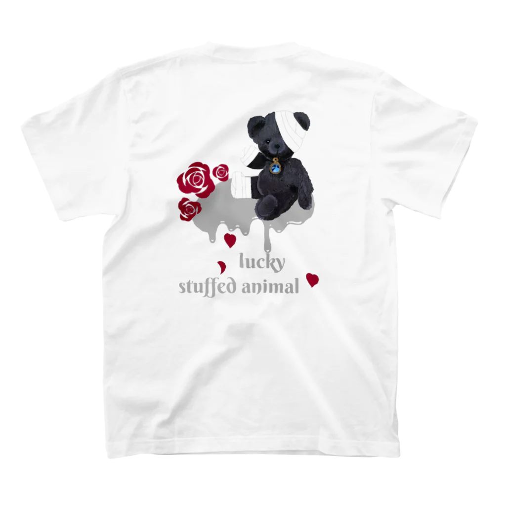 Jasmine工房のlucky stuffed animal くま&赤薔薇 Regular Fit T-Shirtの裏面