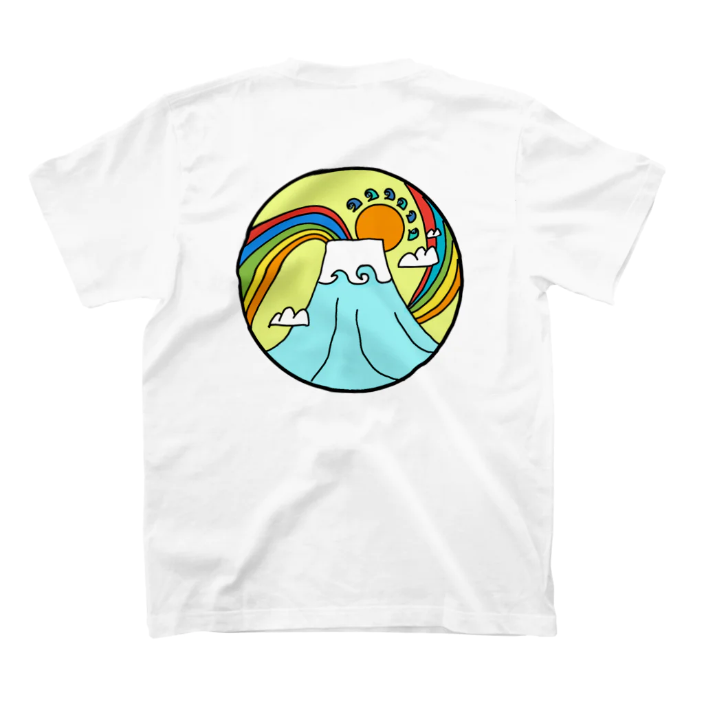 aloha_world_in_circleのjapan mount Fuji rainbow スタンダードTシャツの裏面