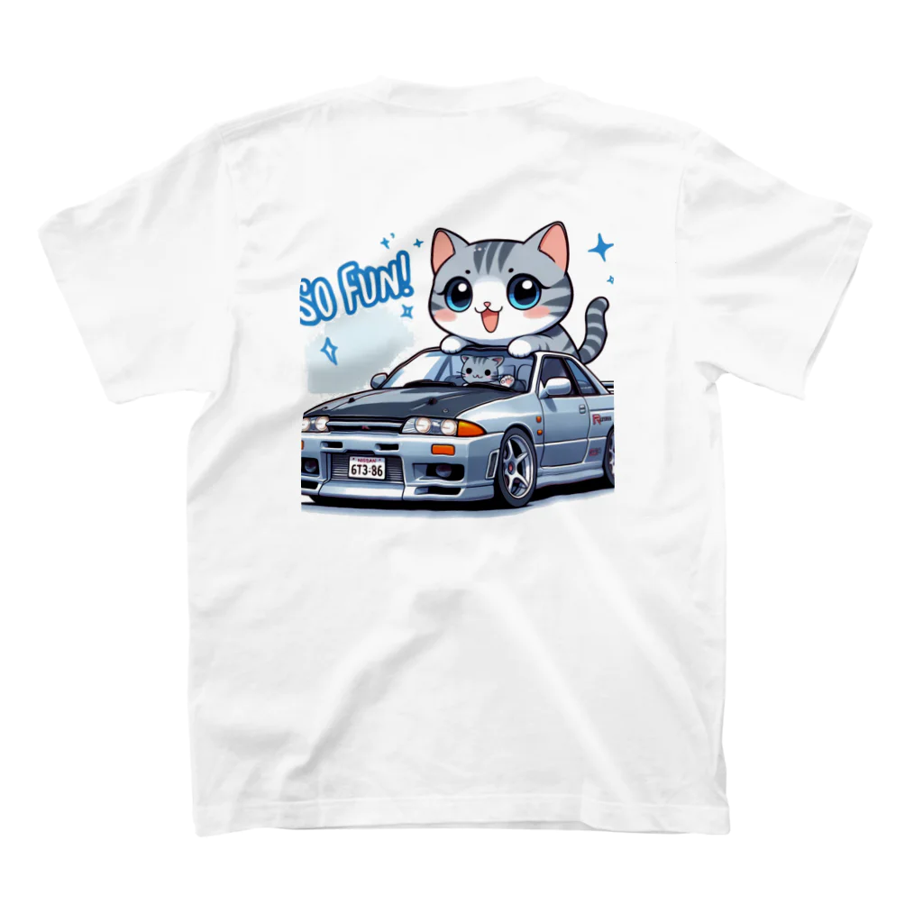 takkun0328のGT-Rと猫の夢のコラボ！ Regular Fit T-Shirtの裏面