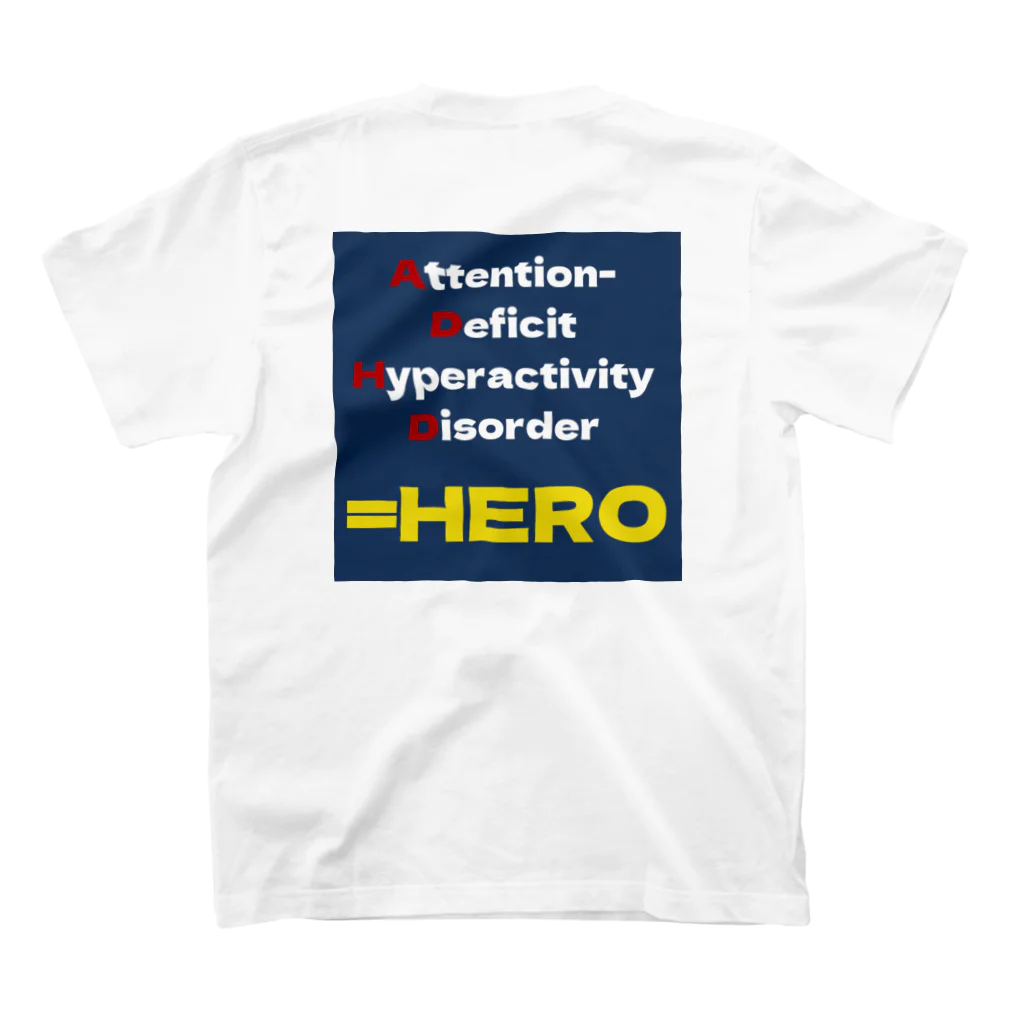 魅力発見心理コーチかずの「ゆるゆる癒しショップ」のADHD＝HERO Regular Fit T-Shirtの裏面