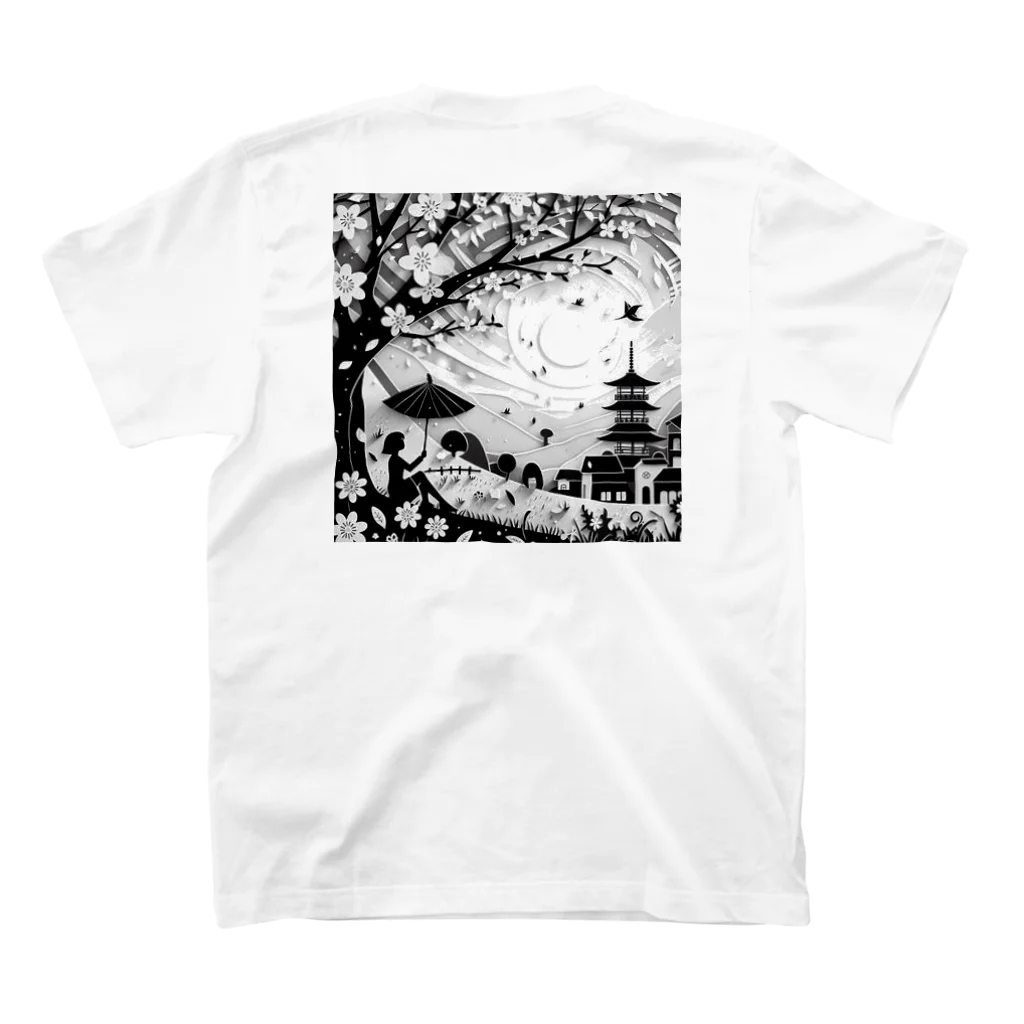 SAR0620の春の訪れを祝う切り絵アート スタンダードTシャツの裏面