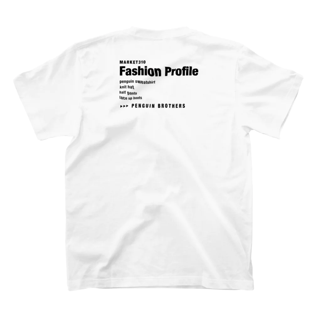 MARKET 310 / SUZURI支店のPenguin Fashion Code #1  Regular Fit T-Shirtの裏面