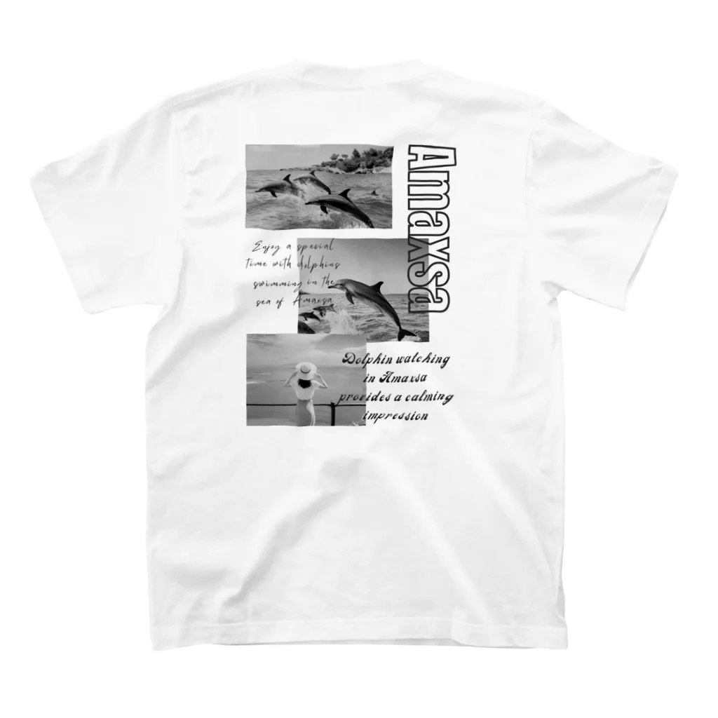 H.webPのAmaxsaイルカウォッチング-monochrome スタンダードTシャツの裏面