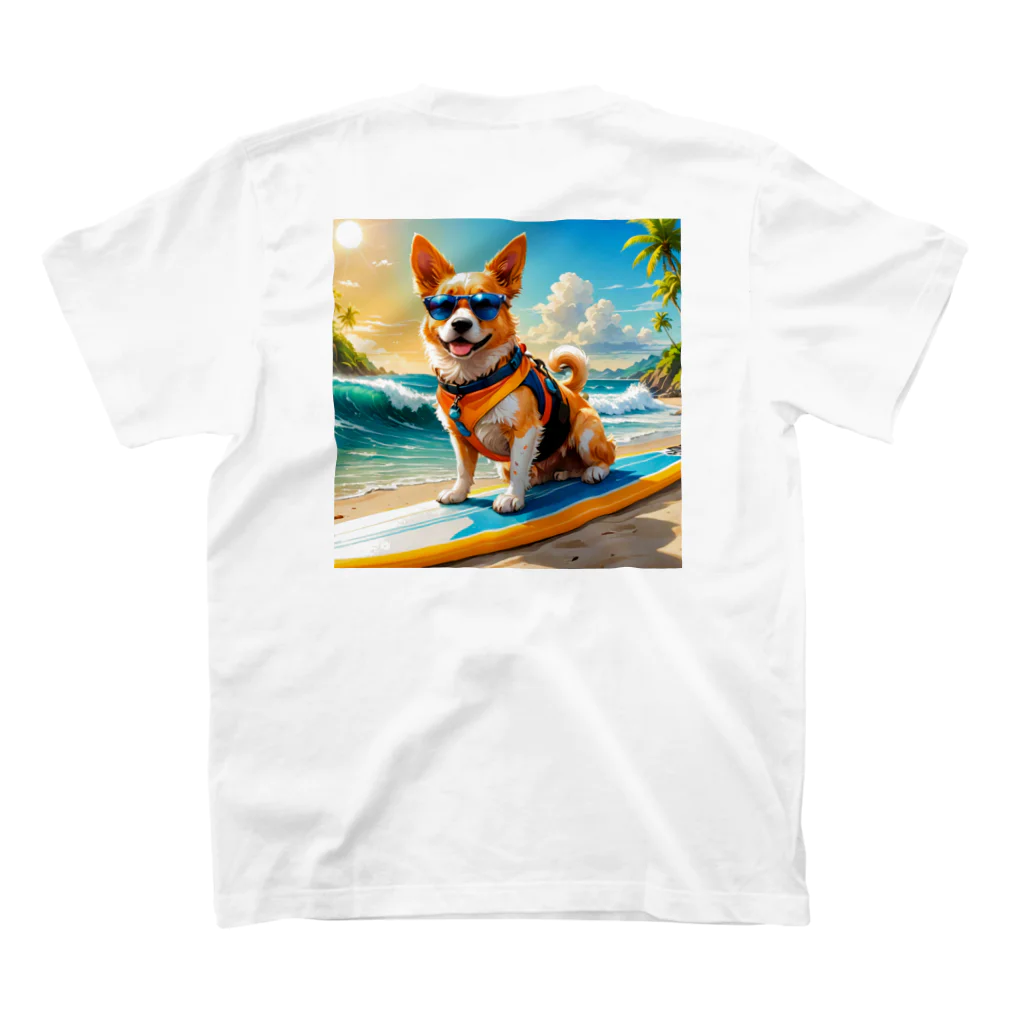 studio eizoのおいら波乗り🐕犬サーファー🏄 スタンダードTシャツの裏面