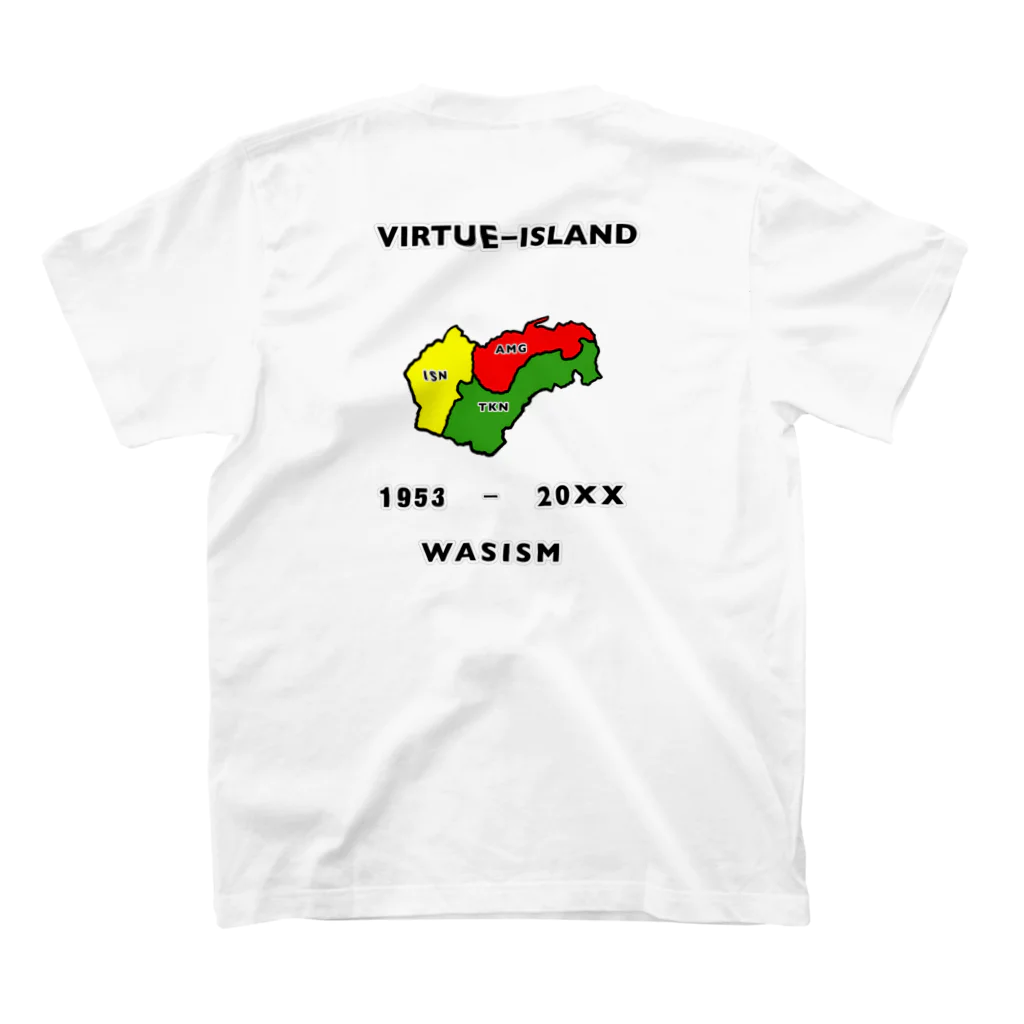 WASISMのVIRTUEｰISLAND T-shirt スタンダードTシャツの裏面