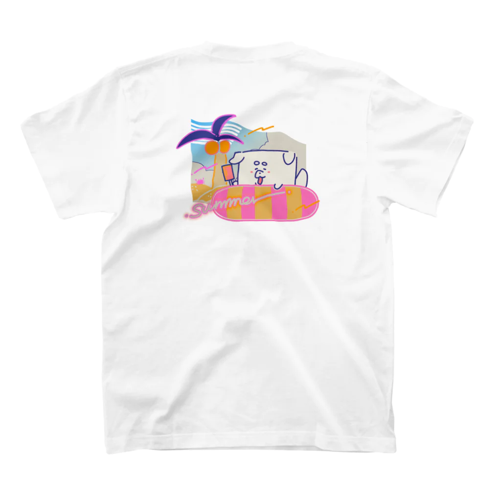 ぽんぽこ亭の絵を描くかべいぬ　summer vacation！ Regular Fit T-Shirtの裏面