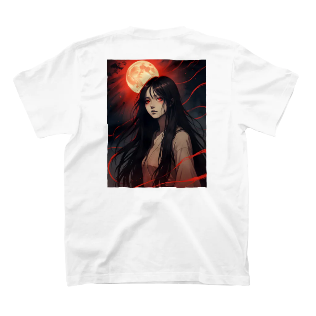 AI Fantasy Art ShopのJapanese horror art② Regular Fit T-Shirtの裏面