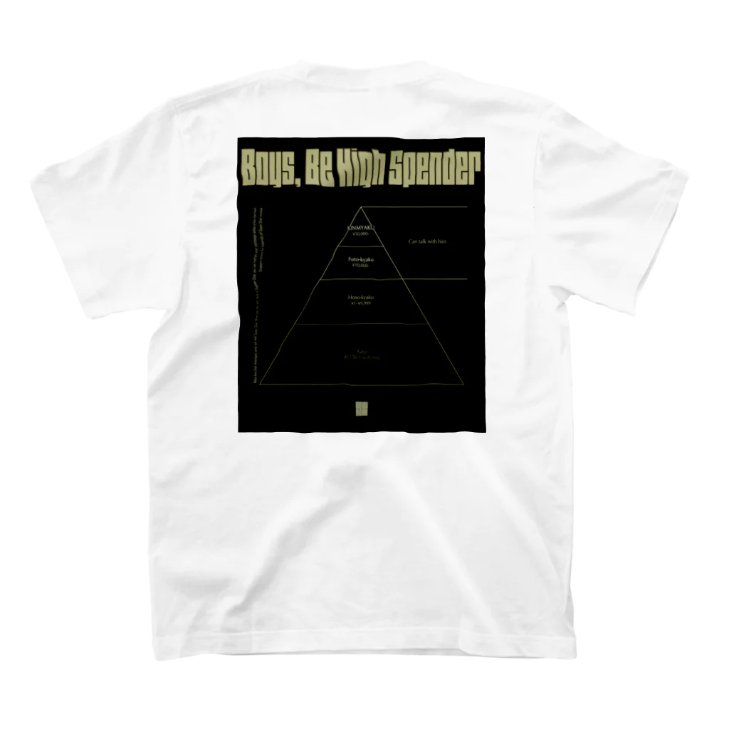 BBHS（Boys, Be High Spender 太客になれ）の太客ピラミッド（Four-stage pyramid）前面ロゴあり Regular Fit T-Shirtの裏面