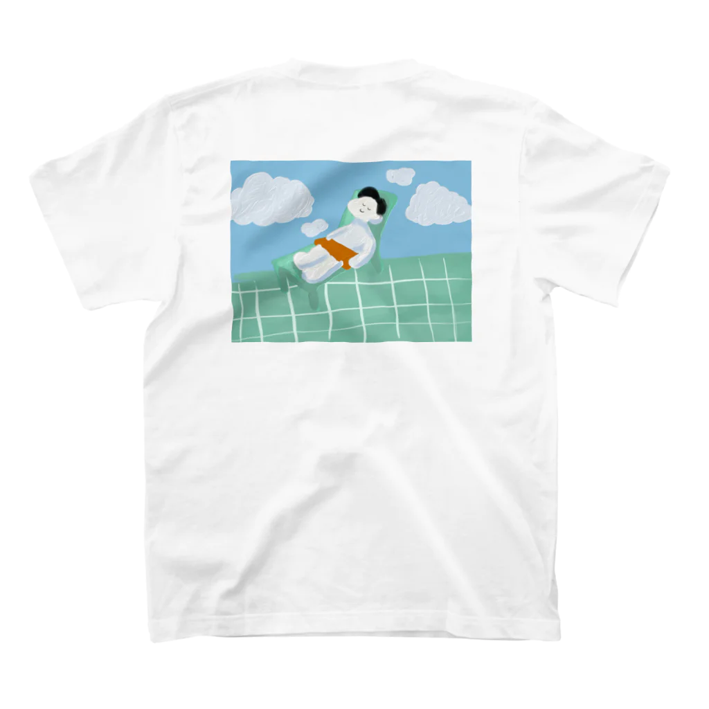 サウナハマって幸せの外気浴のTシャツです。 スタンダードTシャツの裏面