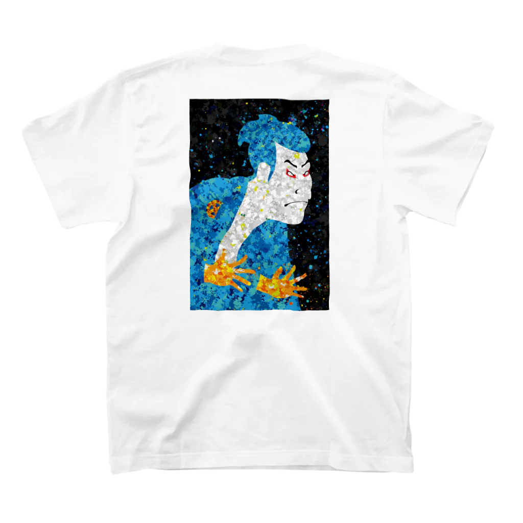 cuuyabowのBlue写楽　江戸兵衛　バックプリント Regular Fit T-Shirtの裏面