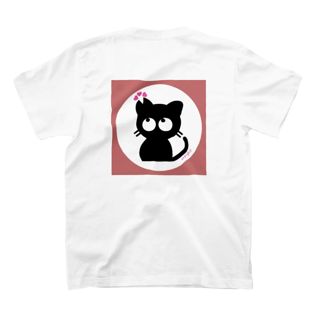 angryhipのさくら黒ねこ スタンダードTシャツの裏面