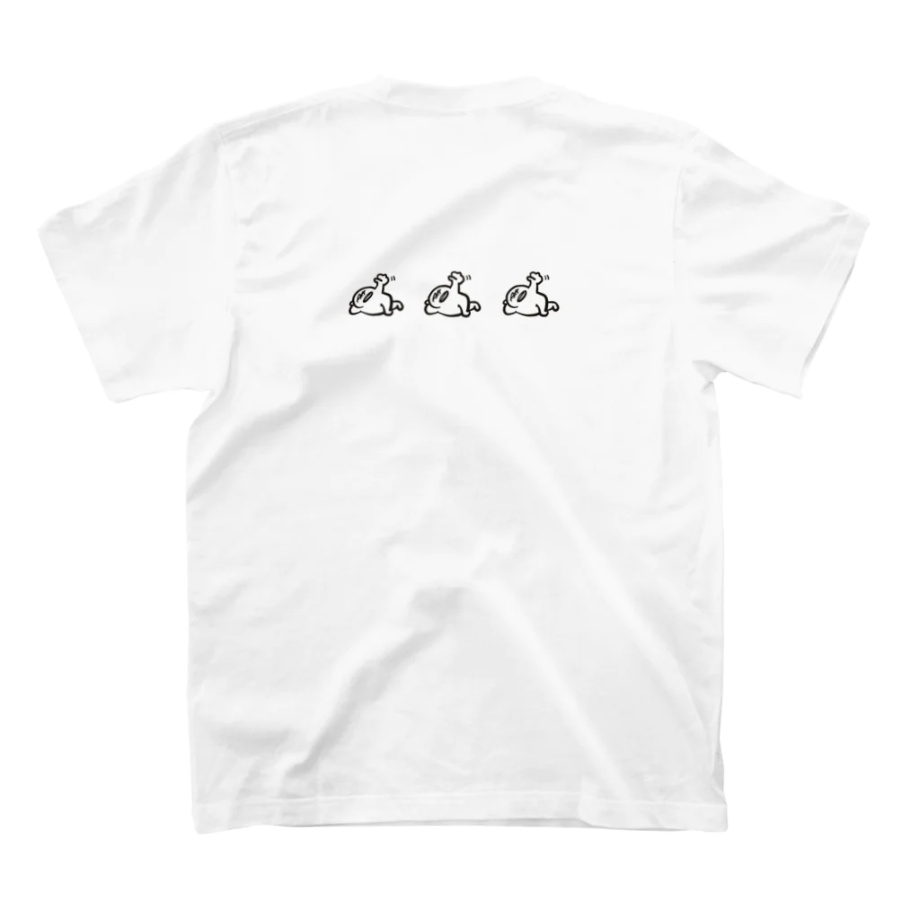 Yutori freeter（ゆとりフリーター）のゆとりは笑ってバズりたいロゴ スタンダードTシャツの裏面