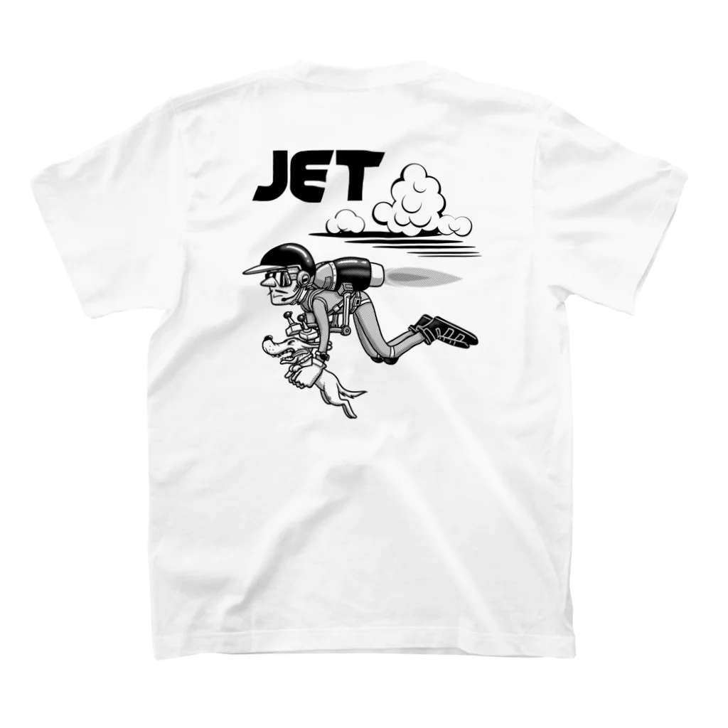 nidan-illustrationのhappy dog -JET- (black ink) Regular Fit T-Shirtの裏面