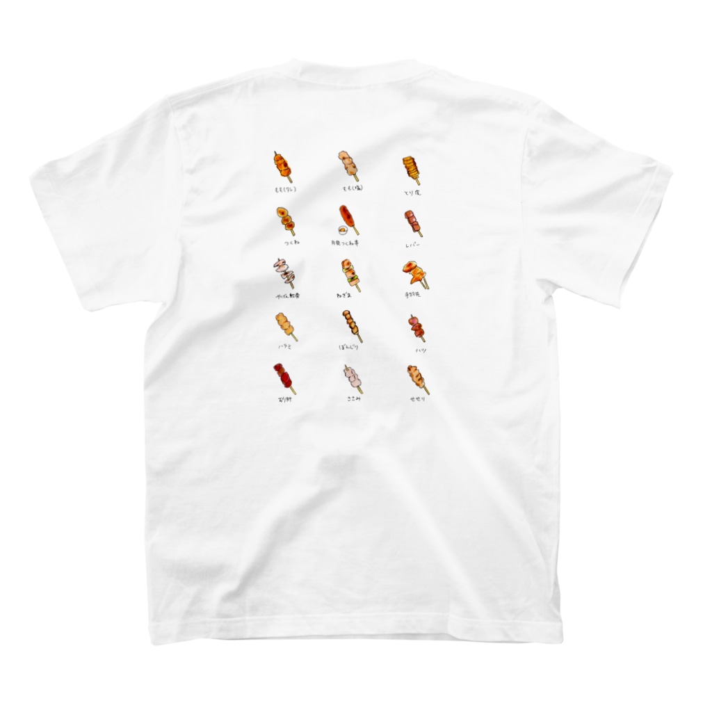 yu-popの焼き鳥イラスト（背面） Regular Fit T-Shirtの裏面