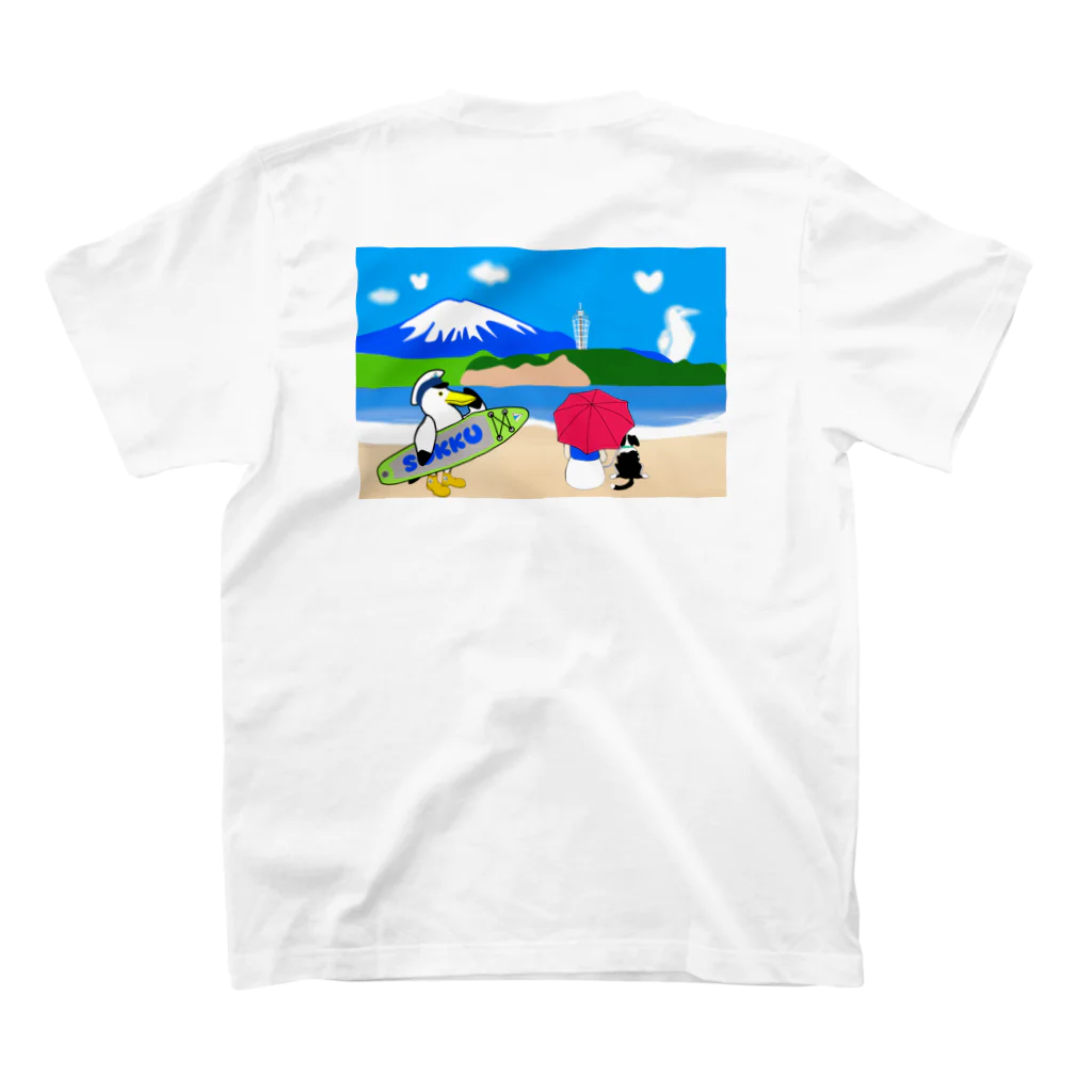 Fortune Campers そっくの雑貨屋さんの海辺でまったり パラソル スタンダードTシャツの裏面