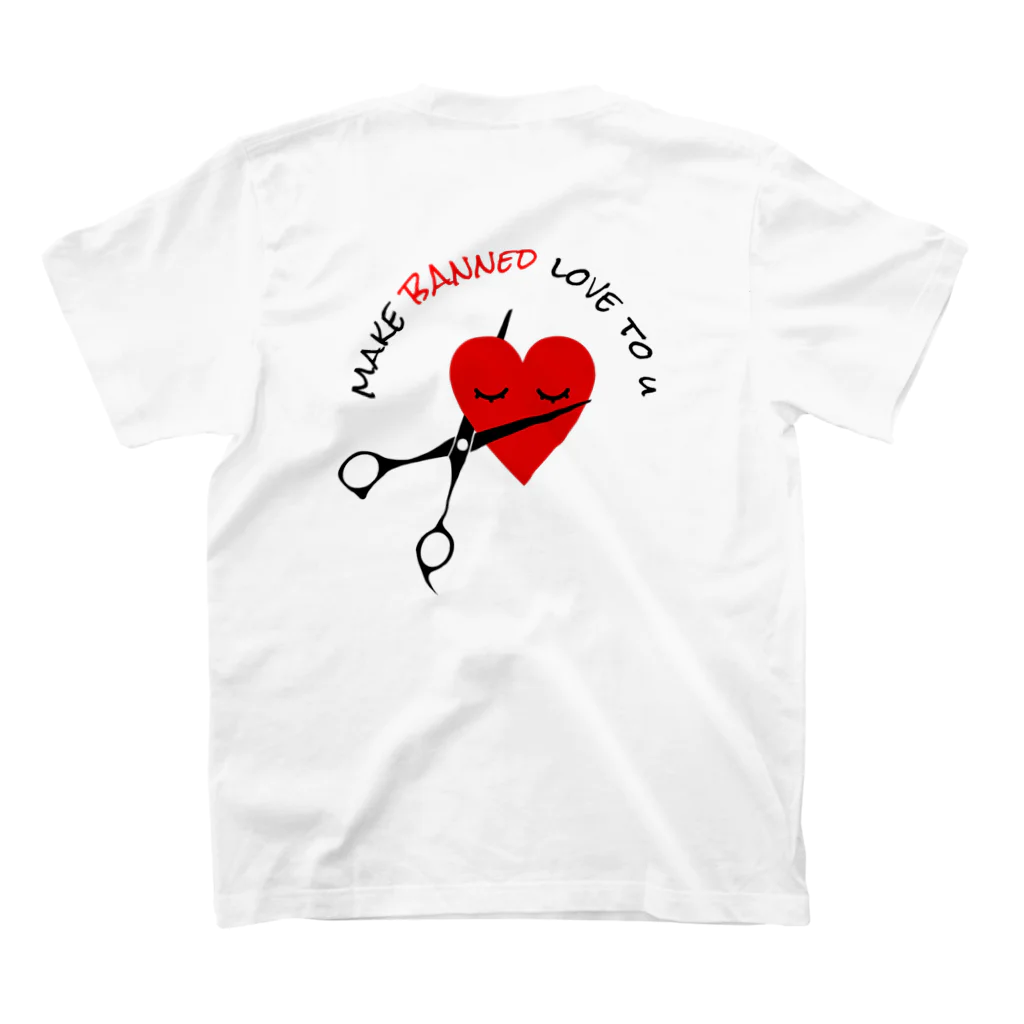 bannedのbanned heart cut RED スタンダードTシャツの裏面