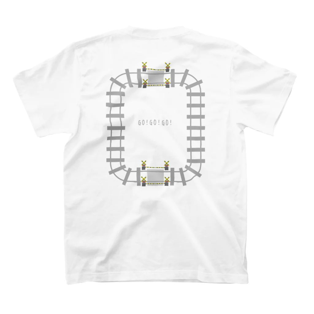 ぽったん本舗の線路でどこでも電車ごっこ！ Regular Fit T-Shirtの裏面