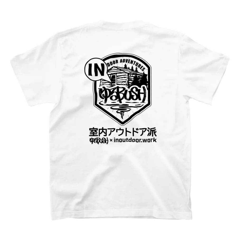 Too fool campers Shop!のゆるBUSH OUTDOOR x inoutdoor.work x 1minutes feather chopstick challenge スーパーコラボ スタンダードTシャツの裏面