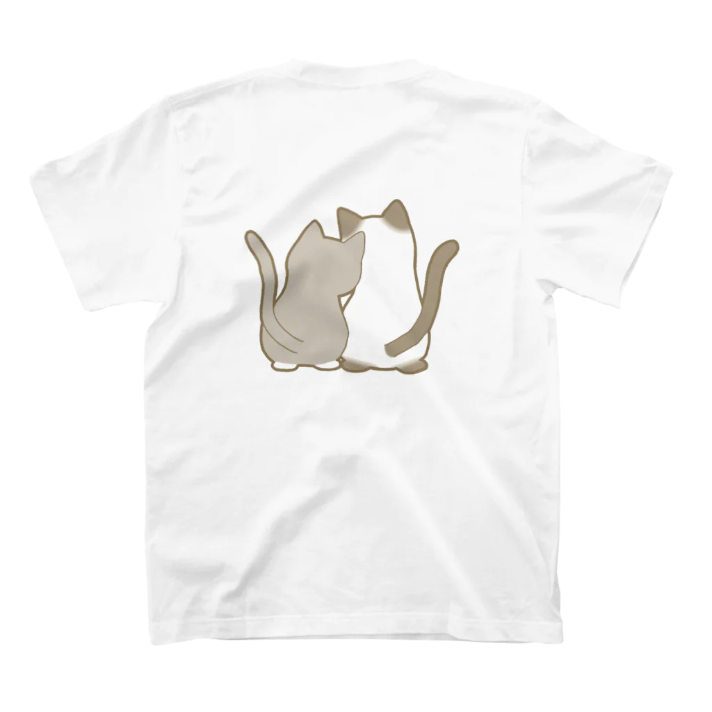 かわいいもののおみせ　いそぎんちゃくの表裏印刷　仲良し猫　灰白ハチワレ&ポインテッド スタンダードTシャツの裏面
