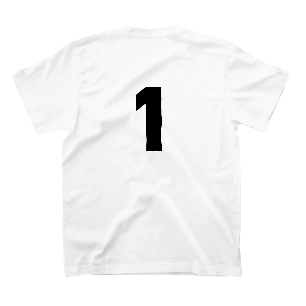 野球Tシャツ倶楽部（文字デザイン）の右ピッチャー（背番号1） スタンダードTシャツの裏面