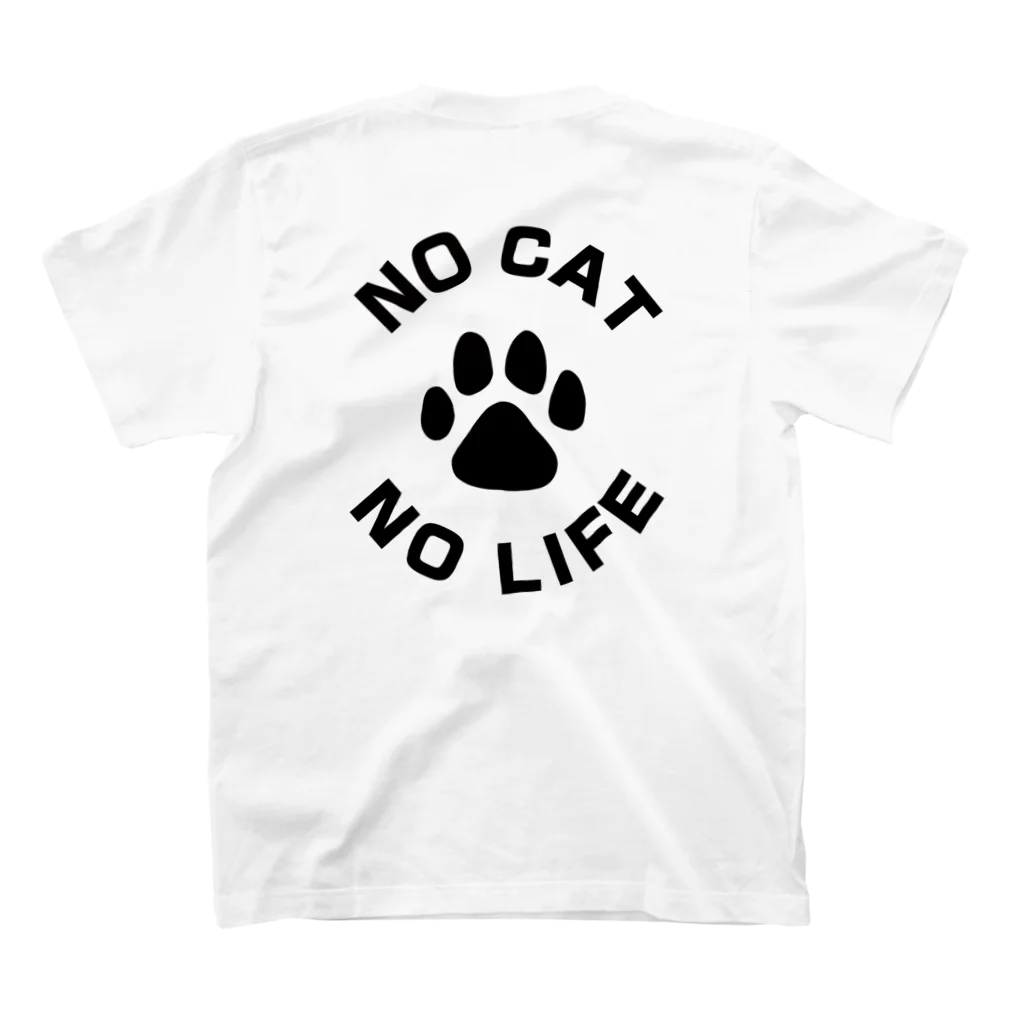 アトリエかののNO CAT NO LIFE 肉球 黒 バックプリント Regular Fit T-Shirtの裏面