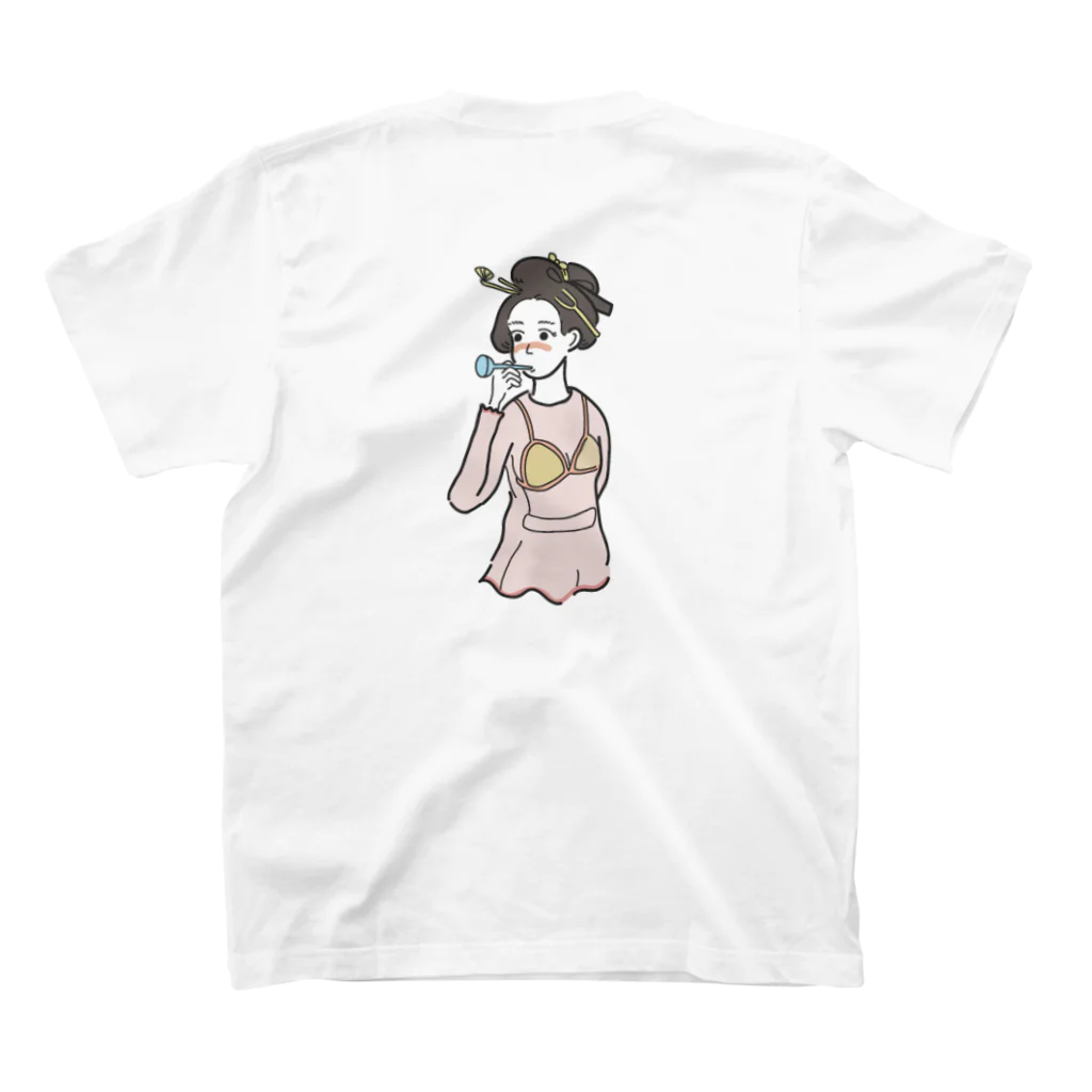 愛佳 | aikaのうきよ 「ポッピンを吹く娘」  Regular Fit T-Shirtの裏面