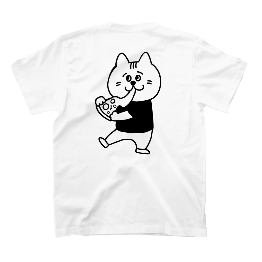 BEERKICHI(ビアキチ)の【背面/ロゴなし】ビアキチくん(ピザ) スタンダードTシャツの裏面