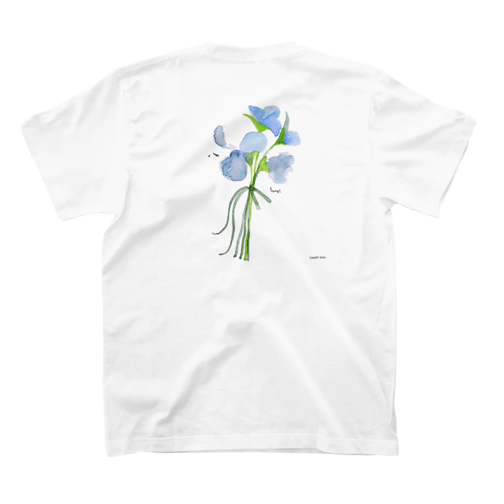 やまぎわさゆりの花と女子 スイトピーのはな Regular Fit T-Shirtの裏面