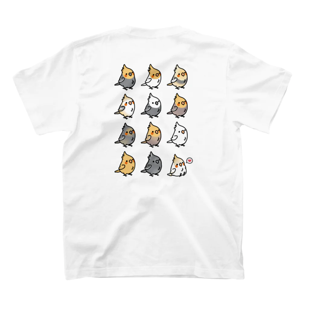 Cody the Lovebirdの両面　Chubby Bird バイクに乗ったオカメインコ スタンダードTシャツの裏面