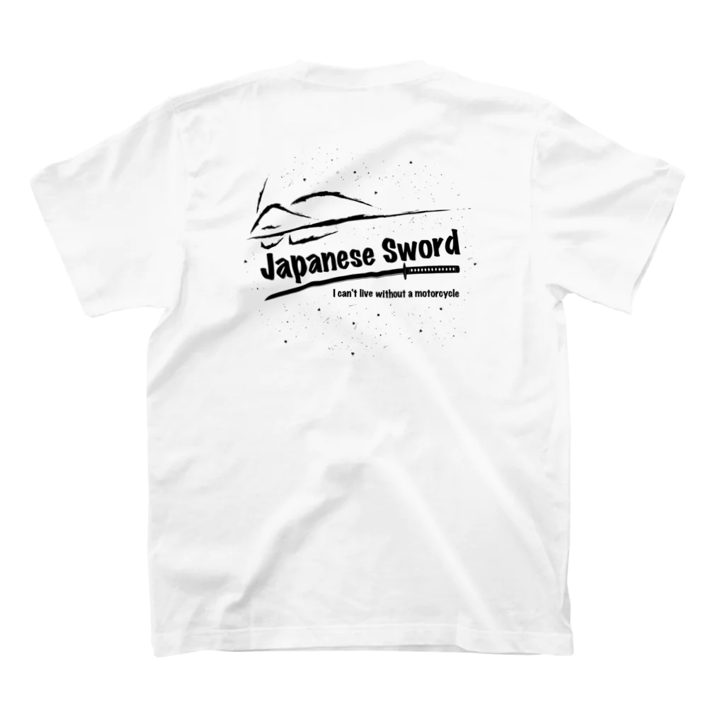 バイクは楽しいの日本の動く日本刀 スタンダードTシャツの裏面