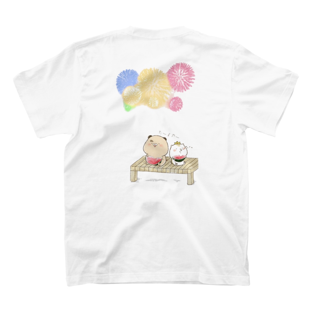 はむ汰の落書き Official Storeのゆずひこ&ぷぅ王子　花火(裏表印刷) T-Shirt