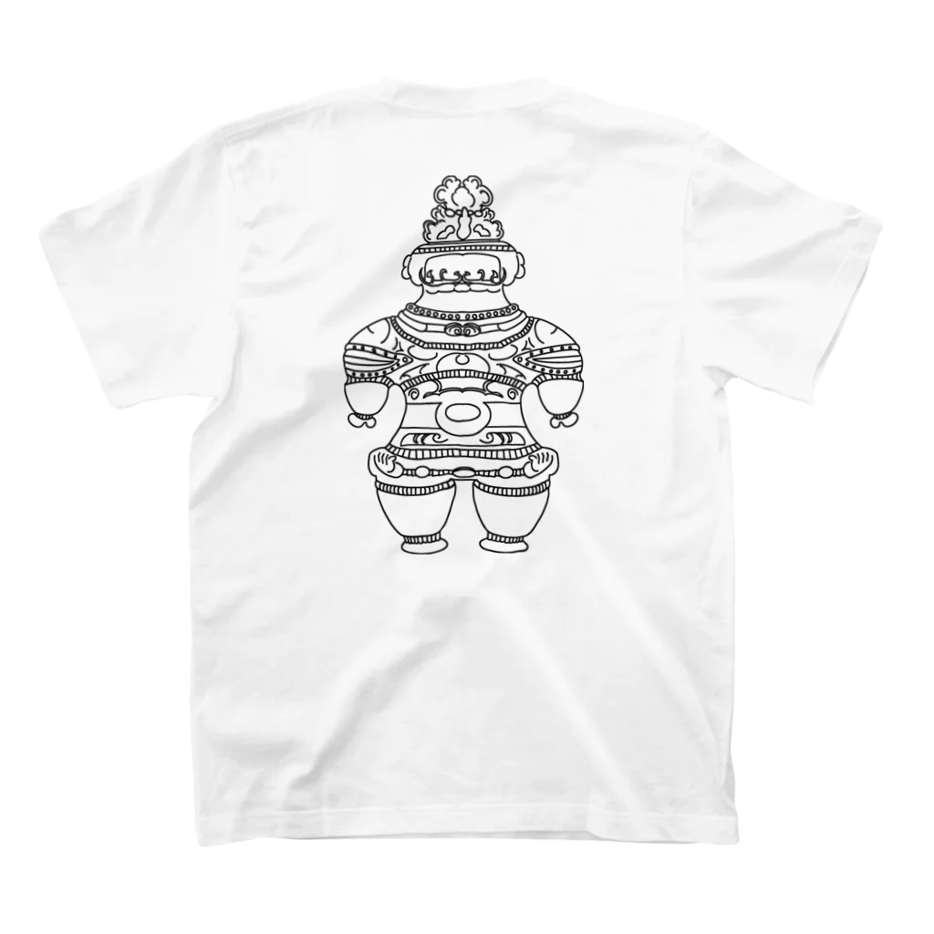 神話の旅人の遮光器土偶　黒 （前姿と後姿）  Regular Fit T-Shirtの裏面