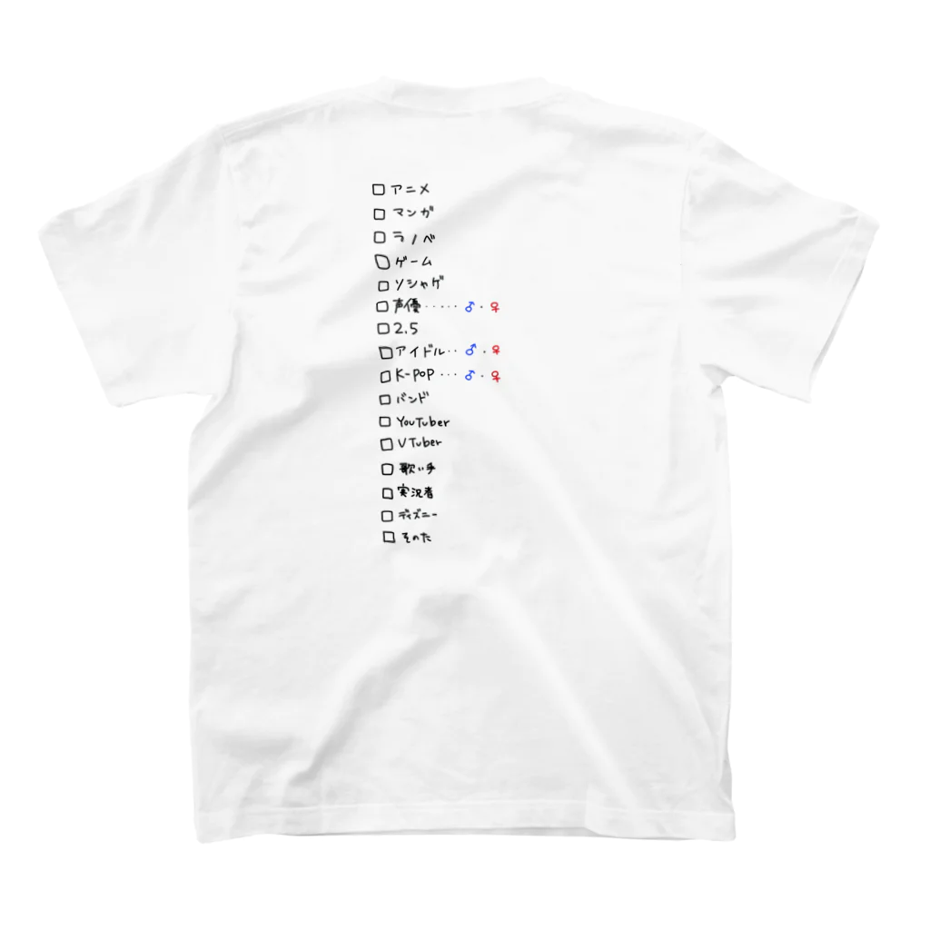 節操のないごった煮の節操のないオタク スタンダードTシャツの裏面