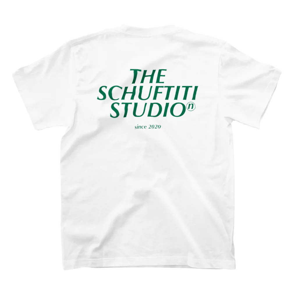 Schuftiti (シュフティティー)のThe Schuftiti Studio (グリーン) Regular Fit T-Shirtの裏面