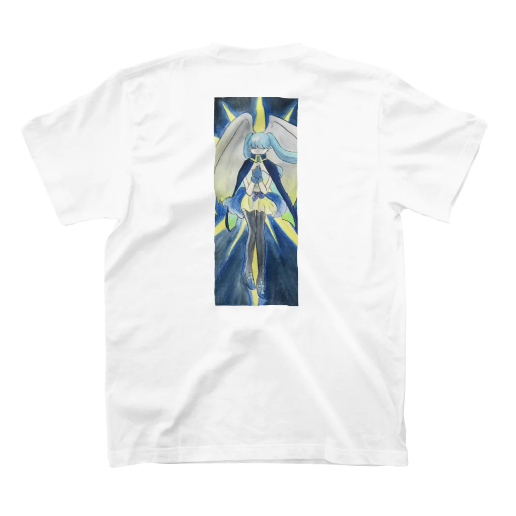 琉璃色クリエイトの蒼の天使（祈り） Regular Fit T-Shirtの裏面