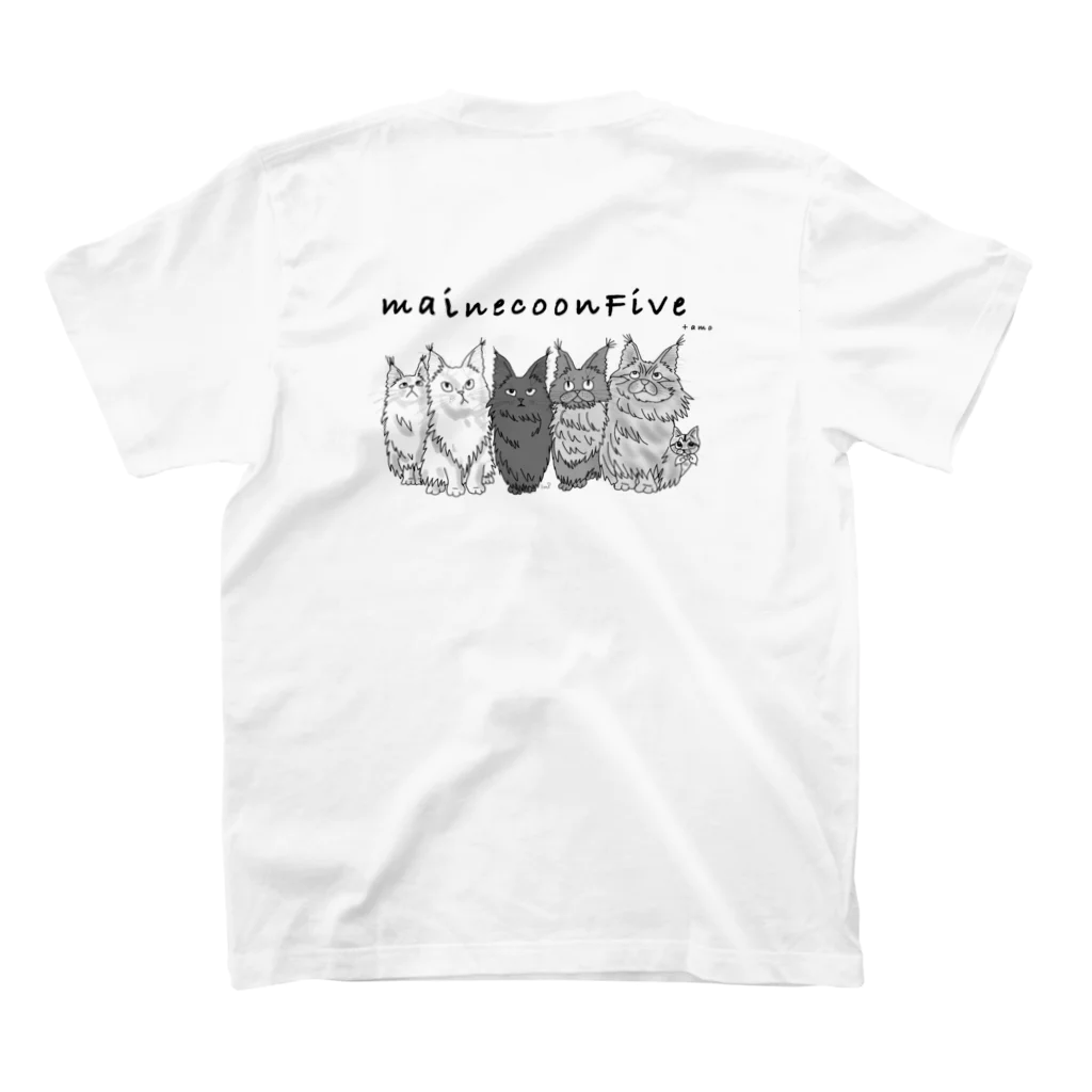 Crazy❤︎for Maincoon 猫🐈‍⬛Love メインクーンに夢中のWhite🐾Mainecoon♪brothers スタンダードTシャツの裏面