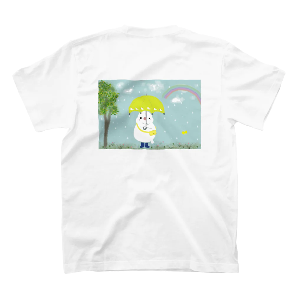 バニラ＆チッチのお天気雨☂️　文鳥アップversion スタンダードTシャツの裏面