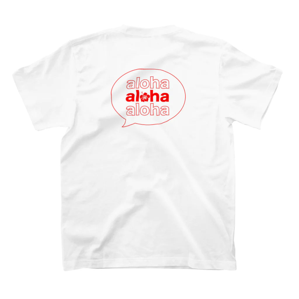aloha_pineapple_hawaiiのバックプリント ハイビスカス aloha (red) 140 Regular Fit T-Shirtの裏面