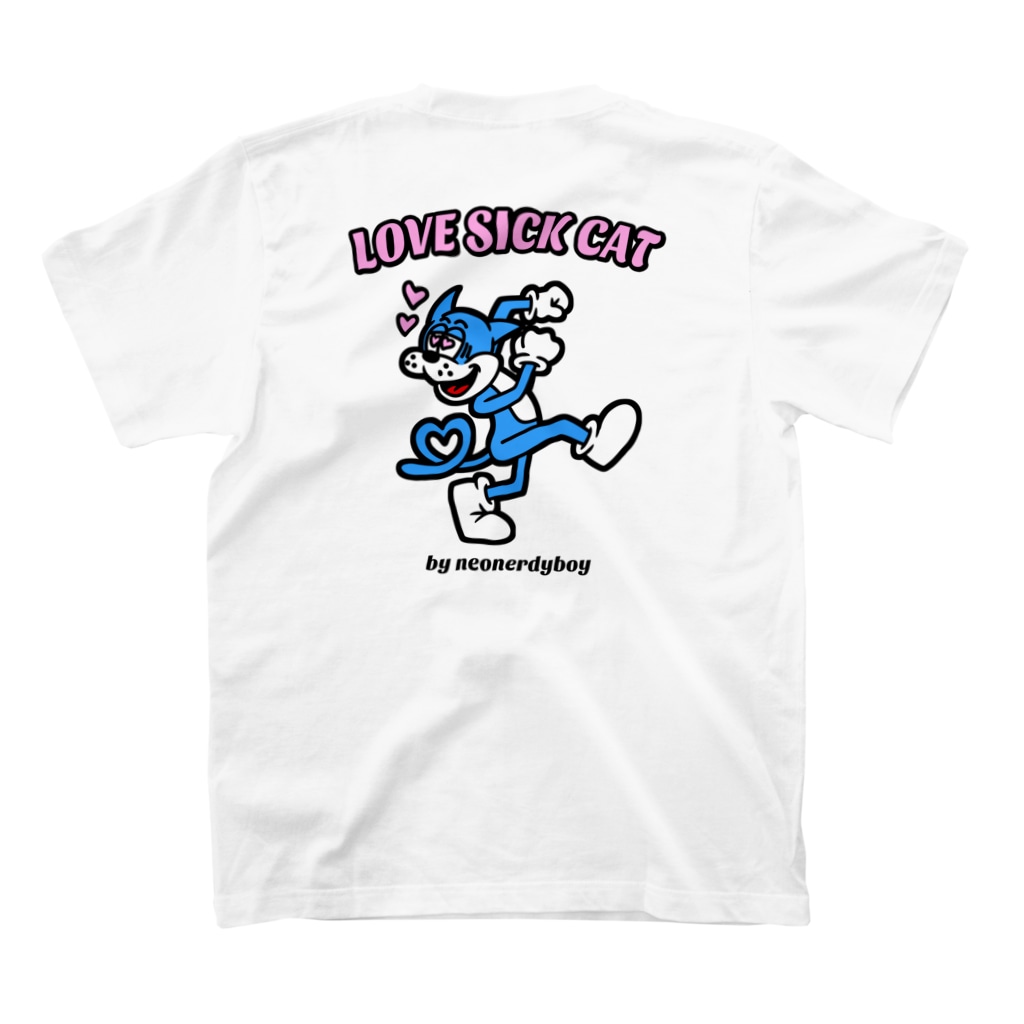 Design by neonerdyboyのLOVE SICK CAT Tee Regular Fit T-Shirtの裏面
