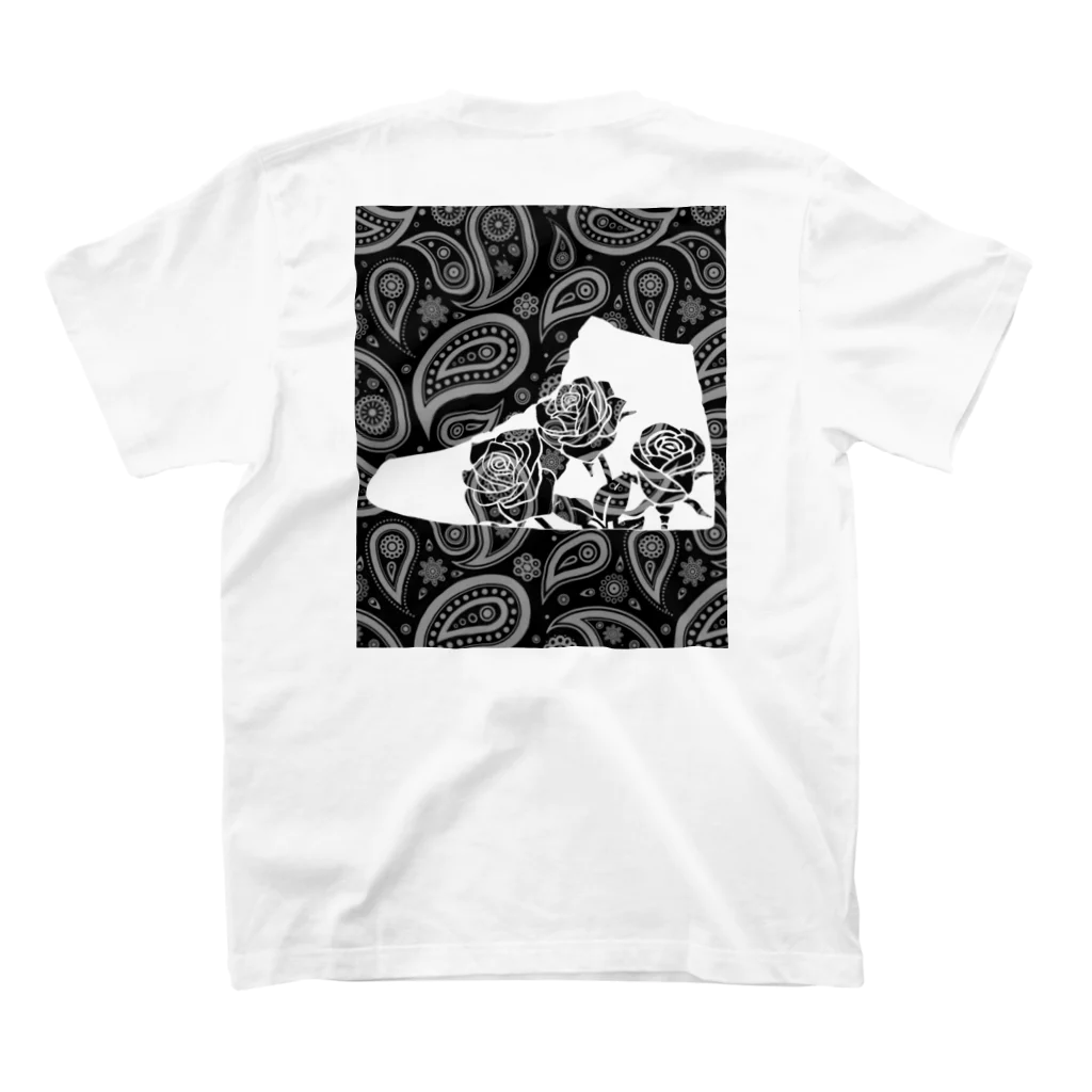 Kicks colorsのpaisley kicks in rose black スタンダードTシャツの裏面