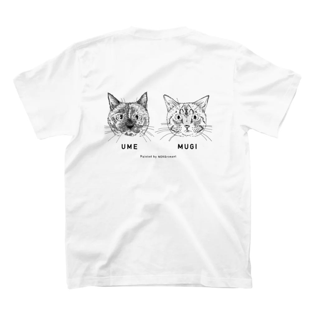 NEKO rtmentの2CATS(UME&MUGI)横 スタンダードTシャツの裏面