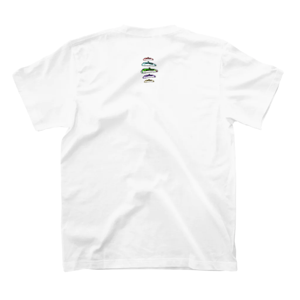 お絵描きkidsの店のからふる新幹線 Regular Fit T-Shirtの裏面