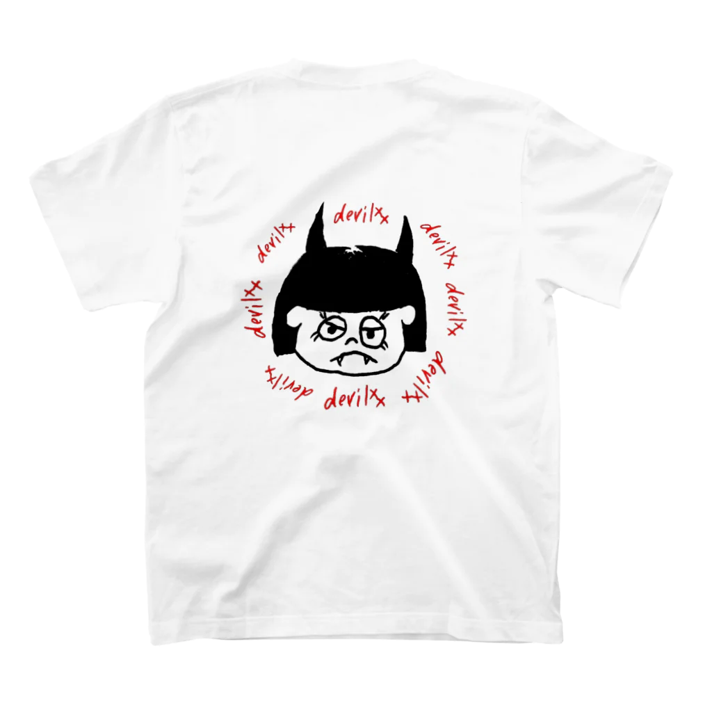 Blowの“ご機嫌ナナメ” デビルちゃん　Red logo スタンダードTシャツの裏面