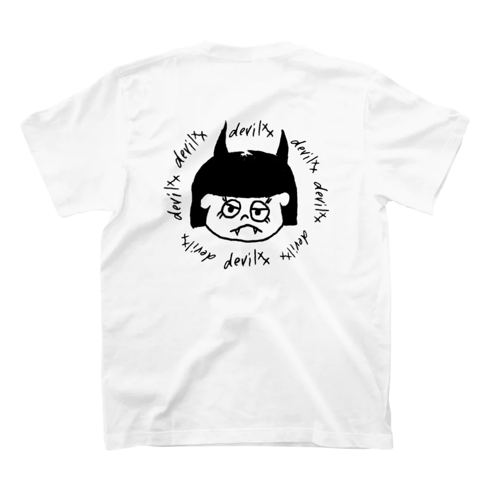 Blowの“ご機嫌ナナメ” デビルちゃん Black logo スタンダードTシャツの裏面