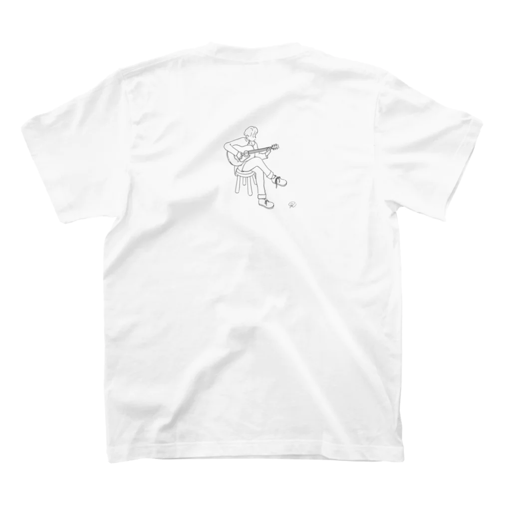 ふかいみどりの香りのギターの相棒／モノクロ スタンダードTシャツの裏面