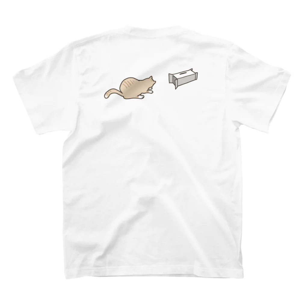 MasakitのHAKO NEKO SLYDINGTシャツ  茶トラバージョン Regular Fit T-Shirtの裏面