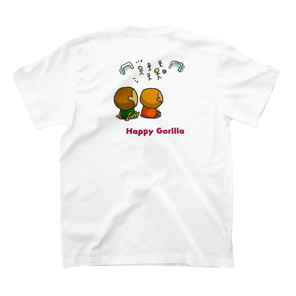 HappyGorillaのサッカーゴリラ1 スタンダードTシャツの裏面